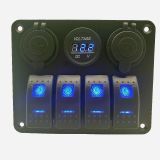 房車汽車輪船通用組合開關(guān) 4+3面板船型開關(guān)組合車載車充電壓表